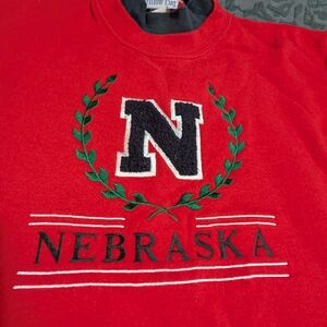 Vintage Nebraska Huskers Sweatshirt, Handmade extras W/ Turtleneck, Embroidery